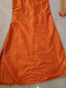 Orange Kurta Set with Mirror Work