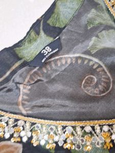 Elegant Black Kurta Set with Peacock Motif