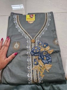 Grey Embroidered Kurta Set