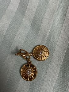 Gold Sun Charm Earrings