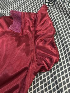 Satin Night suit with Lace Trim
