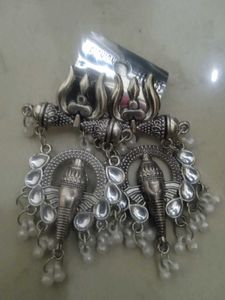 Oxidized Silver Trishul And Lord Ganesh Shiv Pearl