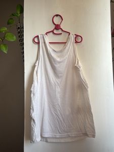 White Tiered Lace Trim Tank Top