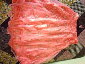 Peach Embroidered Lehenga Choli Set