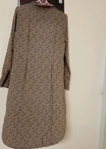 Brown Printed Shirt Dress