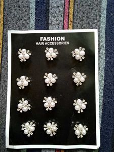 Pearl & Rhinestone Flower Hair Clips Set
