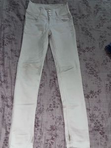 Cream High-Waist Straight Leg Jeans