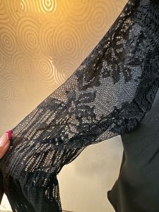 Black Lace Sleeve Bodysuit