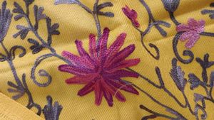 Yellow Floral Embroidered Shawl