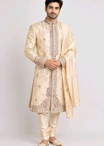 Men's Beige Sherwani Set