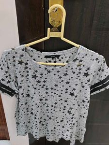 Grey Star Print T-Shirt
