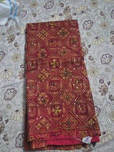 Embroidered Maroon Saree