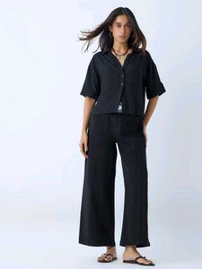 Westside Lov Size S:Black Linen Button-Up Shirt