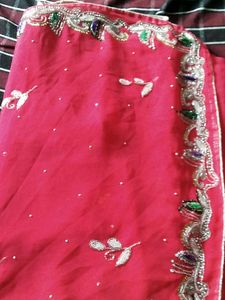 Stone Work Saree Only No Blouse/no Return/no Refun