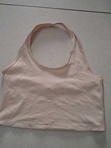 M H&M Ribbed Halter Neck Crop Top