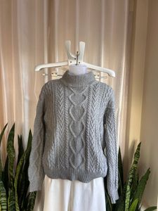 Imported grey Knit Turtleneck Sweater