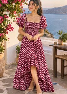 Boho Maxi Dress with Zigzag Print