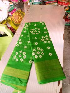 Vibrant Green Bandhani Saree
