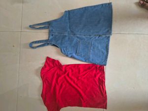 Cute Denim Dress &amp; Minnie Mouse Top
