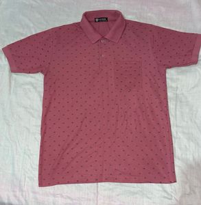 Men's Pink Printed Polo T-Shirt