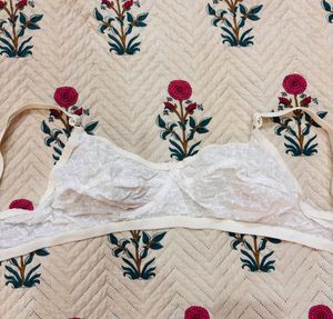 White Textured Bra