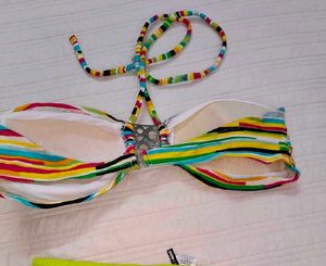 Vibrant Striped Bandeau Bikini Top