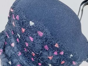Cute Navy Blue Bra with Pink Hearts