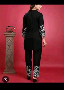 Black Embroidered Kurti Set