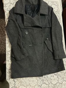 Gray Wool Blend Peacoat