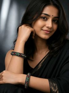 Antique Style Oxidized Bangles with Stones