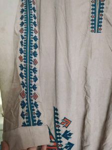 Embroidered Suede Ethnic Dress for Early Winter