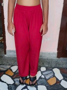 Berry Red Wide-Leg Pants