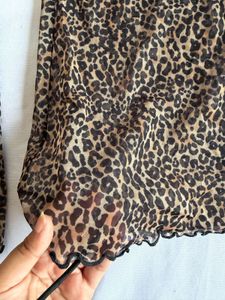 Bershka Leopard Print Flared Pants
