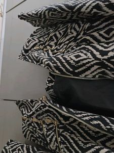 Stylish Black &amp; White Patterned Biker Jacket