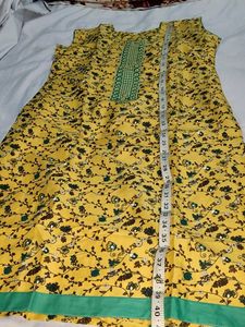 Yellow Kurta with Green Print