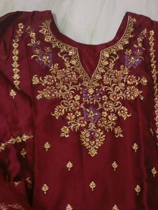 Maroon Kurta With Lehanga On The Bottom