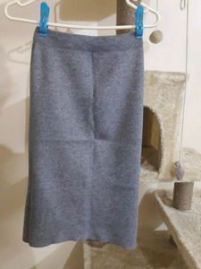 Grey Knee Length Skirt
