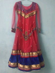 Stunning Red & Blue Embroidered gown