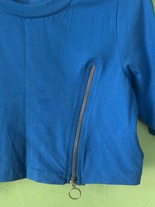 Blue Cropped Top with Zippers