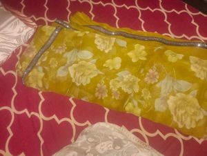 Yellow Floral Saree with Embellished Border