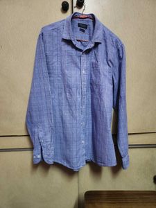 Men's Blue Plaid Dress Shirt