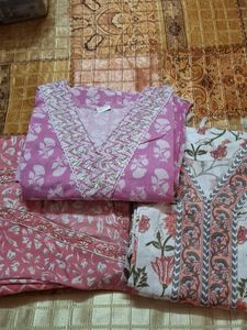 Beautiful combo of three Printed  pure cotton Kurt