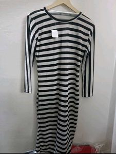 Combo Of 3 Striped Long Sleeve Midi Dress