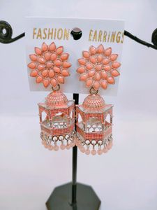 Sunflower Pink Oxidised Earrings for Girls/Women