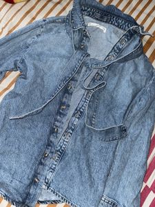 MANGO DENIM TIE SHIRT