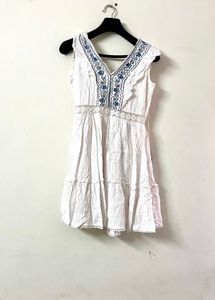 White Embroidered Mini Dress