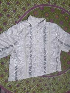 women's White Textured Shirt