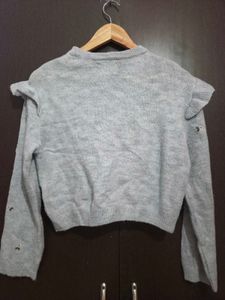 Zara Light Blue Embroidered Sweater