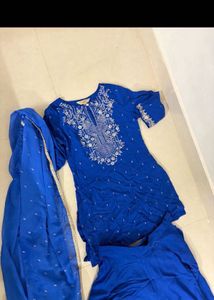 Royal Blue Embroidered Kurta Set