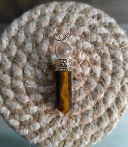 TIGEREYE GEMSTONE CRYSTAL PENCIL PENDANT